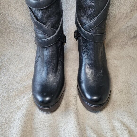 Michael Kors black leather round toe mid calf heeled boots size 8 - Picture 11 of 16